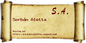 Sorbán Aletta névjegykártya